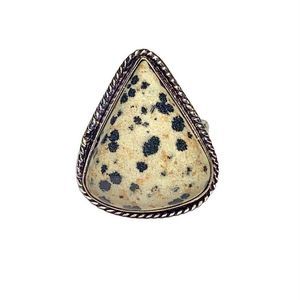Natural Dalmation Gemstone in a Handcrafted 925 Stamped Ring (8.5)
